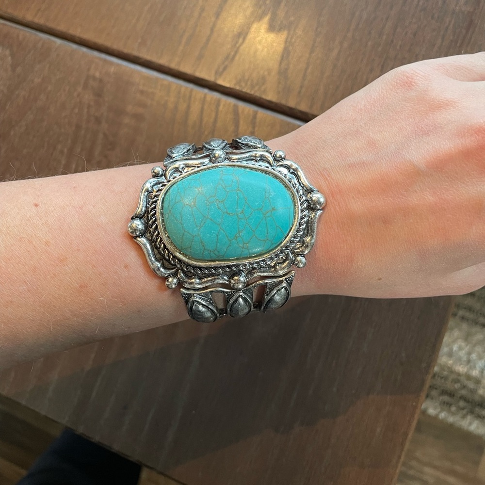 Turquoise slab bracelet